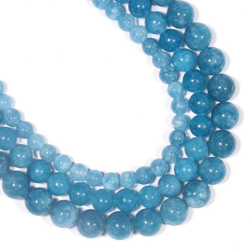 Yochus 10mm Blue Chalcedony Round Loose Beads Natural Stone Beads for Jewelry Making - Image 3